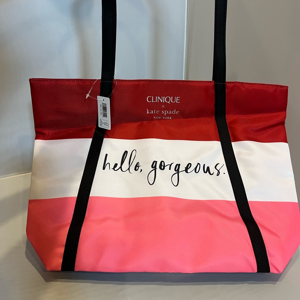 Kate Spade X CLINQUE Red and Pink Tote Bag